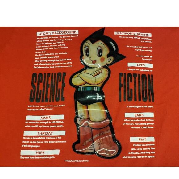 ASTRO BOY Rare Hologram Robot Mighty Atom Anime T-Shirt Red Size Medium Kids - Picture 4 of 10
